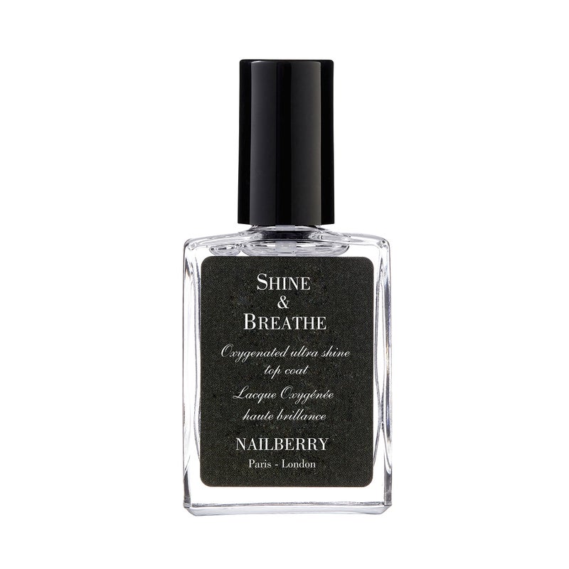 NAILBERRY طلاء الأظافر نيلبيري شين & بريث الأكسجيني | طلاء أظافر لامع عالي اللمعان | يعزز حيوية و لمعان وثبات طلاء الأظافر | نباتي | معتمد حلال وخالي من القسوة | خالي من 12 مادة | 15 مل - Image 1